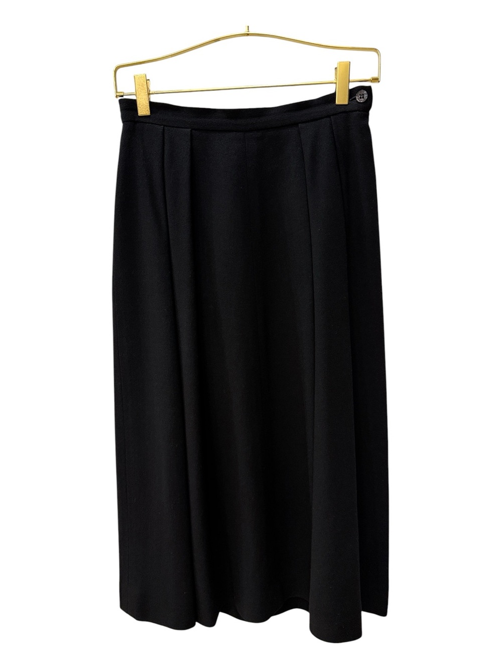 Vintage Jaeger Black 100% Wool Pleated Midi Skirt- Made in Great Britain Vintage